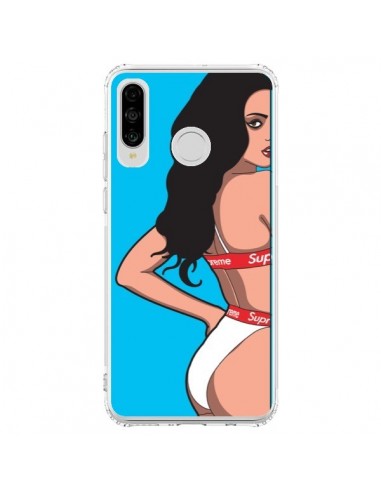 Coque Huawei P30 Lite Pop Art Femme Bleu - Mikadololo