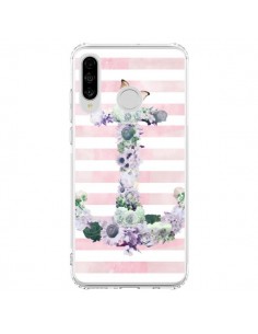 Coque Huawei P30 Lite Ancre Rose Fleurs Navire - Monica...