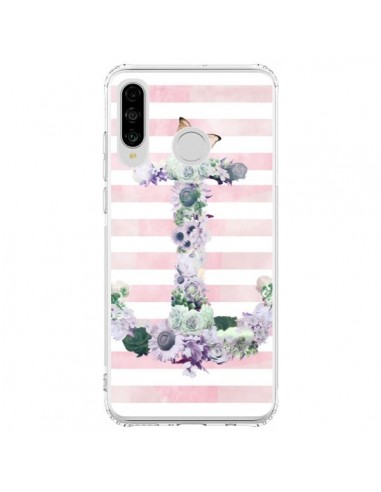 Coque Huawei P30 Lite Ancre Rose Fleurs Navire - Monica Martinez