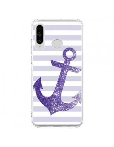 Coque Huawei P30 Lite Ancre Violet Navire - Monica Martinez