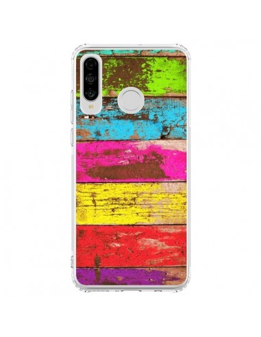 Coque Huawei P30 Lite Bois Coloré Vintage - Maximilian San