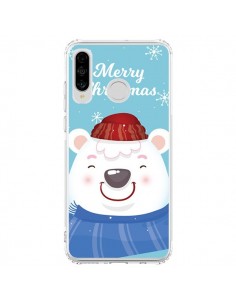 Coque Huawei P30 Lite Ours Blanc de Noël Merry Christmas...