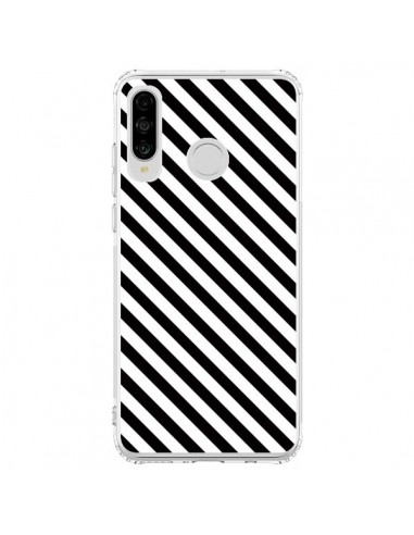 Coque Huawei P30 Lite Bonbon Candy Noire et Blanche Rayée - Nico