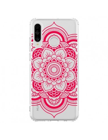 Coque Huawei P30 Lite Mandala Rose Fushia Azteque Transparente - Nico