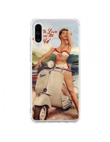 Coque Huawei P30 Lite Pin Up With Love From the Riviera Vespa Vintage - Nico