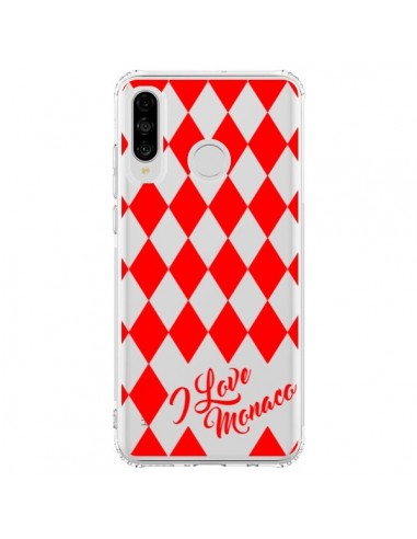 Coque Huawei P30 Lite I Love Monaco et Losange Rouge - Nico