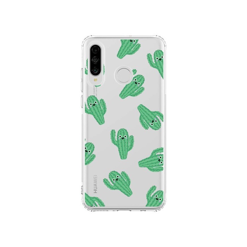 Coque Huawei P30 Lite Chute de Cactus Smiley Transparente - Nico