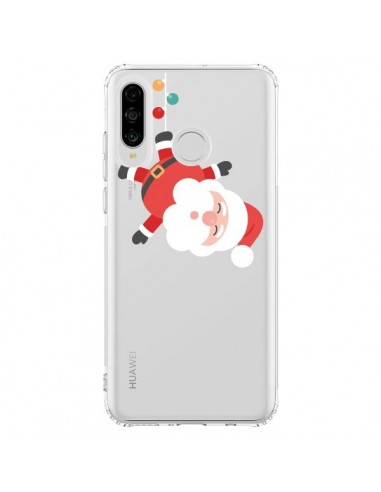 Coque Huawei P30 Lite Père Noël et sa Guirlande transparente - Nico
