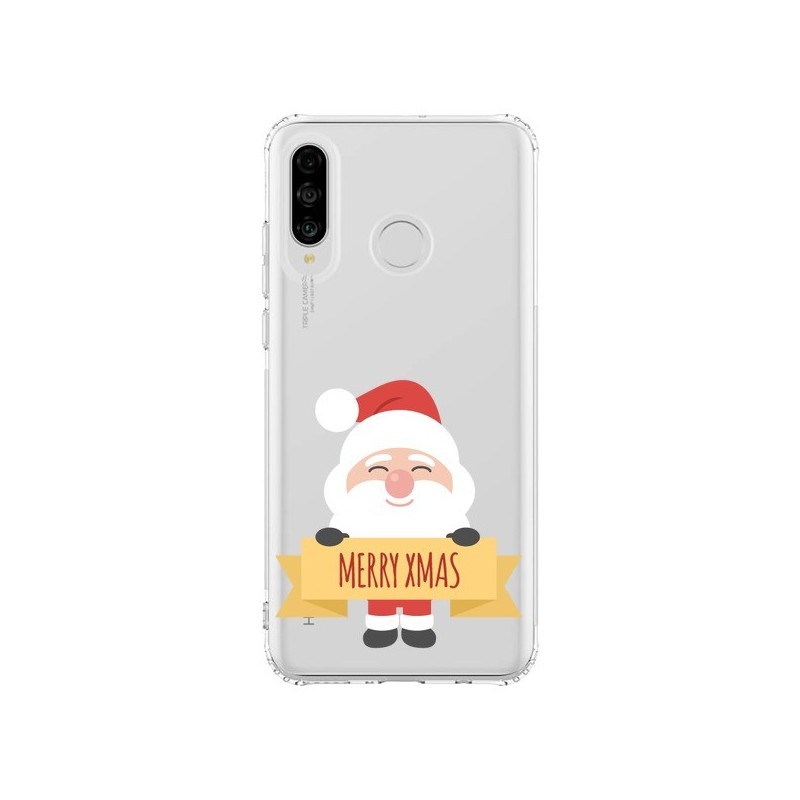 Coque Huawei P30 Lite Père Noël Merry Christmas transparente - Nico