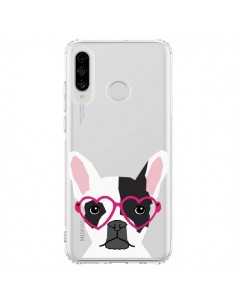 Coque Huawei P30 Lite Bulldog Français Lunettes Coeurs...