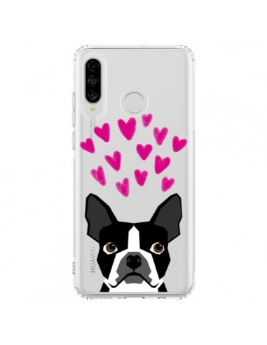 Coque Huawei P30 Lite Boston Terrier Coeurs Chien Transparente - Pet Friendly