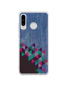 Coque Huawei P30 Lite Wood Bois Azteque Triangles...