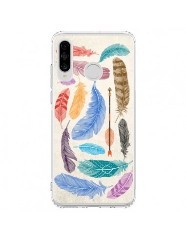 Coque Huawei P30 Lite Feather Plumes Multicolores - Rachel Caldwell