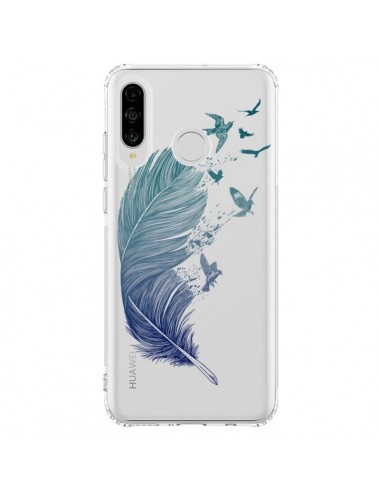 Coque Huawei P30 Lite Plume Feather Fly Away Transparente - Rachel Caldwell