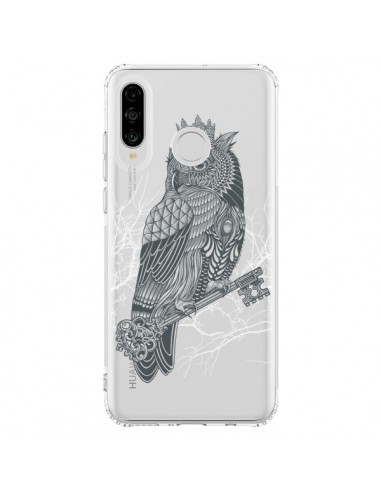 Coque Huawei P30 Lite Owl King Chouette Hibou Roi Transparente - Rachel Caldwell