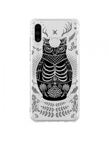 Coque Huawei P30 Lite Owl Chouette Hibou Squelette Transparente - Rachel Caldwell