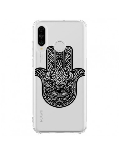 Coque Huawei P30 Lite Hamsa Cinq Doigts Main Mauvais Oeil Transparente - Rachel Caldwell