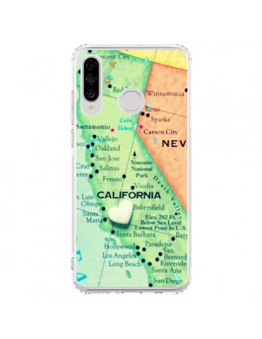 Coque Huawei P30 Lite Carte Map Californie - R Delean