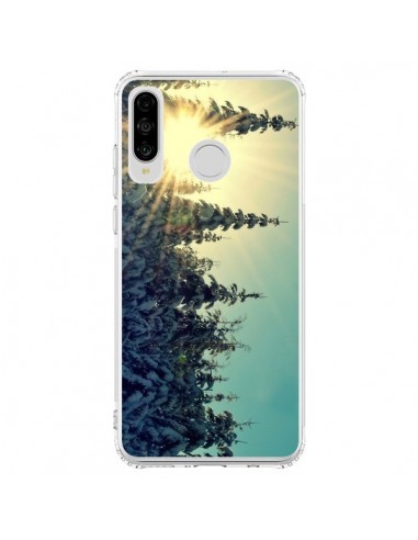 Coque Huawei P30 Lite Hiver Paysage Neige Montagnes Sapins Ski - R Delean