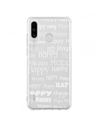 Coque Huawei P30 Lite Happy Happy Blanc Transparente - R Delean
