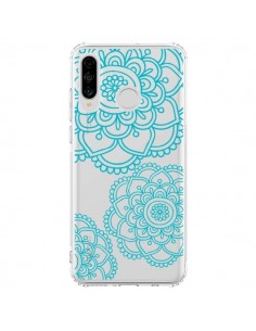 Coque Huawei P30 Lite Mandala Bleu Aqua Doodle Flower...