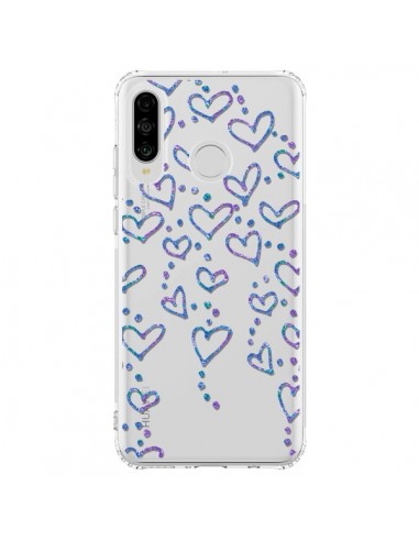 Coque Huawei P30 Lite Floating hearts coeurs flottants Transparente - Sylvia Cook