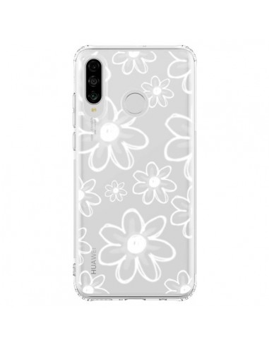 Coque Huawei P30 Lite Mandala Blanc White Flower Transparente - Sylvia Cook