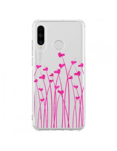 Coque Huawei P30 Lite Love in Pink Amour Rose Fleur Transparente - Sylvia Cook
