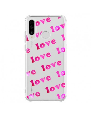 Coque Huawei P30 Lite Pink Love Rose Transparente - Sylvia Cook