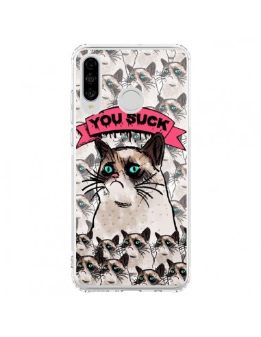 Coque Huawei P30 Lite Chat Grumpy Cat - You Suck - Sara Eshak