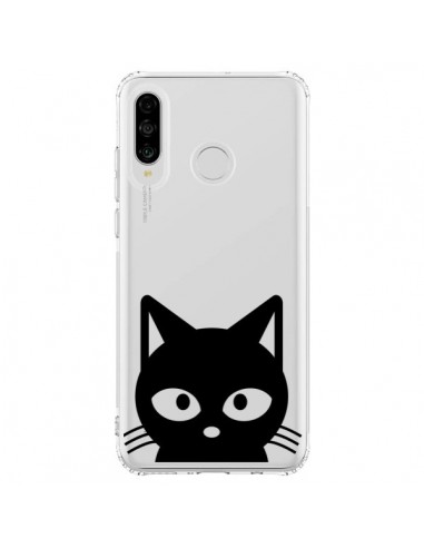 Coque Huawei P30 Lite Tête Chat Noir Cat Transparente - Yohan B.