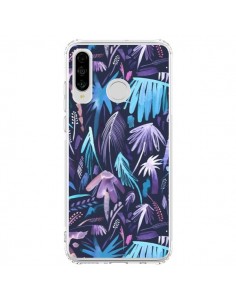 Coque Huawei P30 Lite Brushstrokes Tropical Palms Navy -...