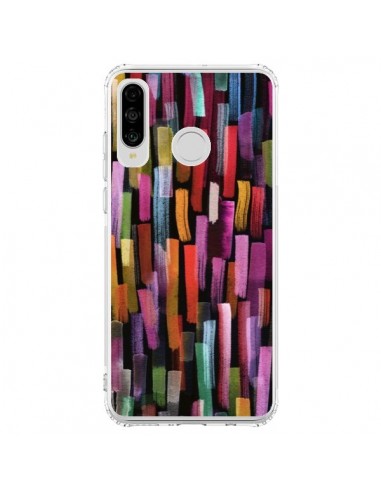 Coque Huawei P30 Lite Colorful Brushstrokes Black - Ninola Design