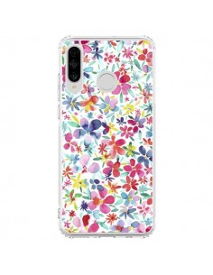 Coque Huawei P30 Lite Colorful Flowers Petals Blue -...