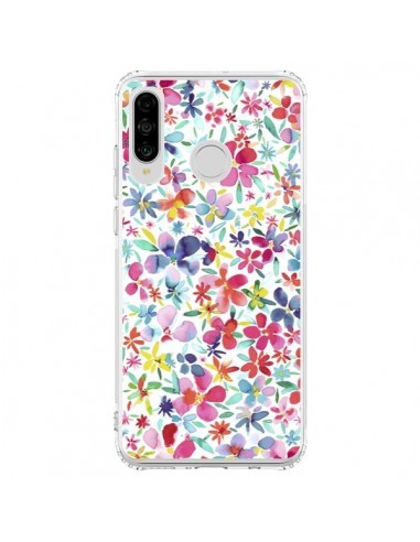 Coque Huawei P30 Lite Colorful Flowers Petals Blue - Ninola Design