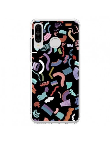 Coque Huawei P30 Lite Curly and Zigzag Stripes Black - Ninola Design