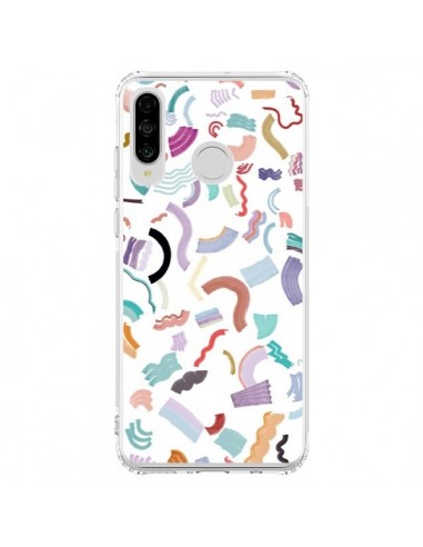 Coque Huawei P30 Lite Curly and Zigzag Stripes White - Ninola Design