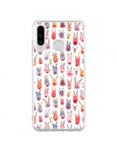 Coque Huawei P30 Lite Cute Winter Reindeers - Ninola Design