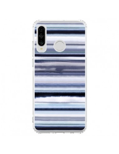 Coque Huawei P30 Lite Degrade Stripes Watercolor Navy - Ninola Design