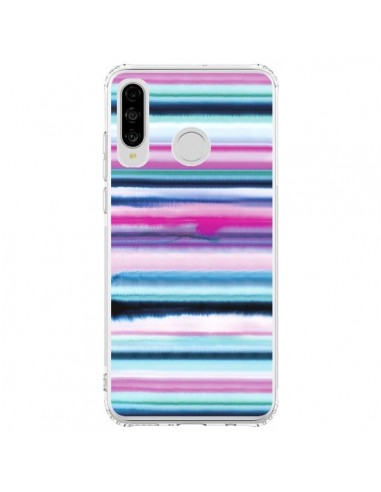 Coque Huawei P30 Lite Degrade Stripes Watercolor Pink - Ninola Design