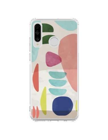 Coque Huawei P30 Lite Moody Geometry Multi White - Ninola Design