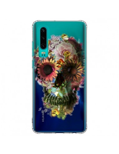 Coque Huawei P30 Skull Flower Tête de Mort Transparente - Ali Gulec