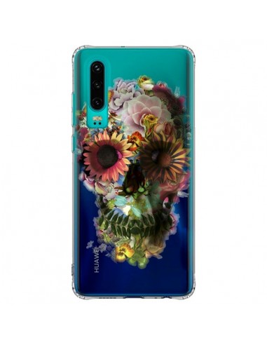 Coque Huawei P30 Skull Flower Tête de Mort Transparente - Ali Gulec