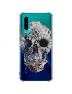 Coque Huawei P30 Floral Skull Tête de Mort Transparente -...