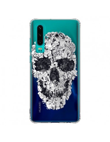 Coque Huawei P30 Doodle Skull Dessin Tête de Mort Transparente - Ali Gulec