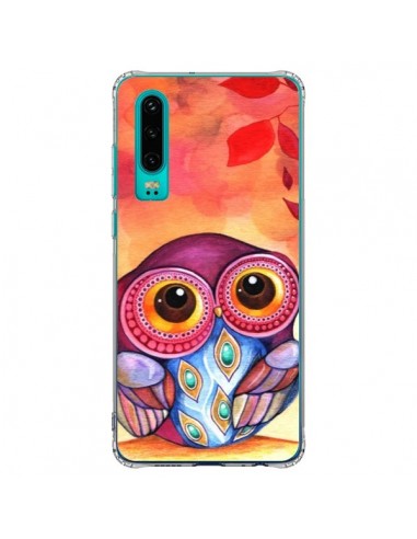 Coque Huawei P30 Chouette Feuilles Automne - Annya Kai