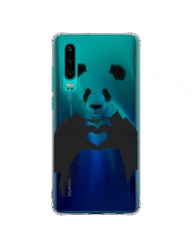 Coque Huawei P30 Panda All You Need Is Love Transparente - Balazs Solti