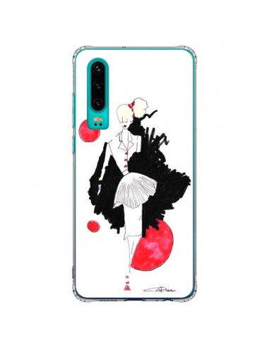 Coque Huawei P30 Demoiselle Femme Fashion Mode Rouge - Cécile