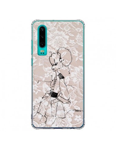 Coque Huawei P30 Croquis Dentelle Femme Fashion Mode - Cécile