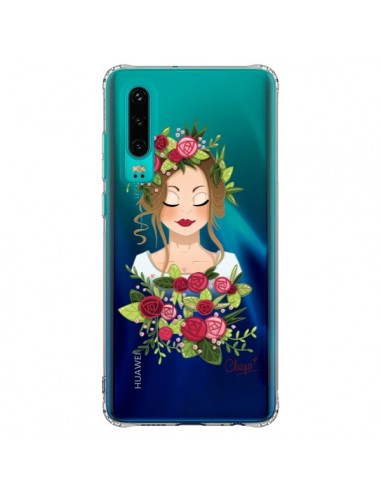 Coque Huawei P30 Femme Closed Eyes Fleurs Transparente - Chapo